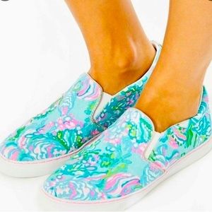 Lilly Pulitzer Julie Slip-On Sneakers Blue Ibiza Size 8